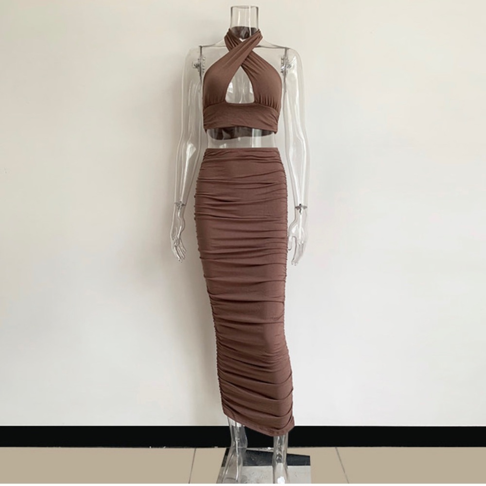 2 Piece Ruched Skirt Set Size Large